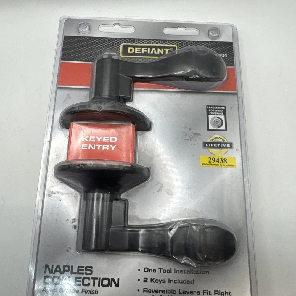 DEFIANT Locking Door Lever Knob Naples Collection Aged Bronze 2 Key 1001-509-904